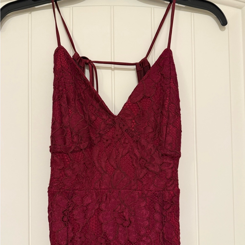 Burgundy Lace Midi Dress